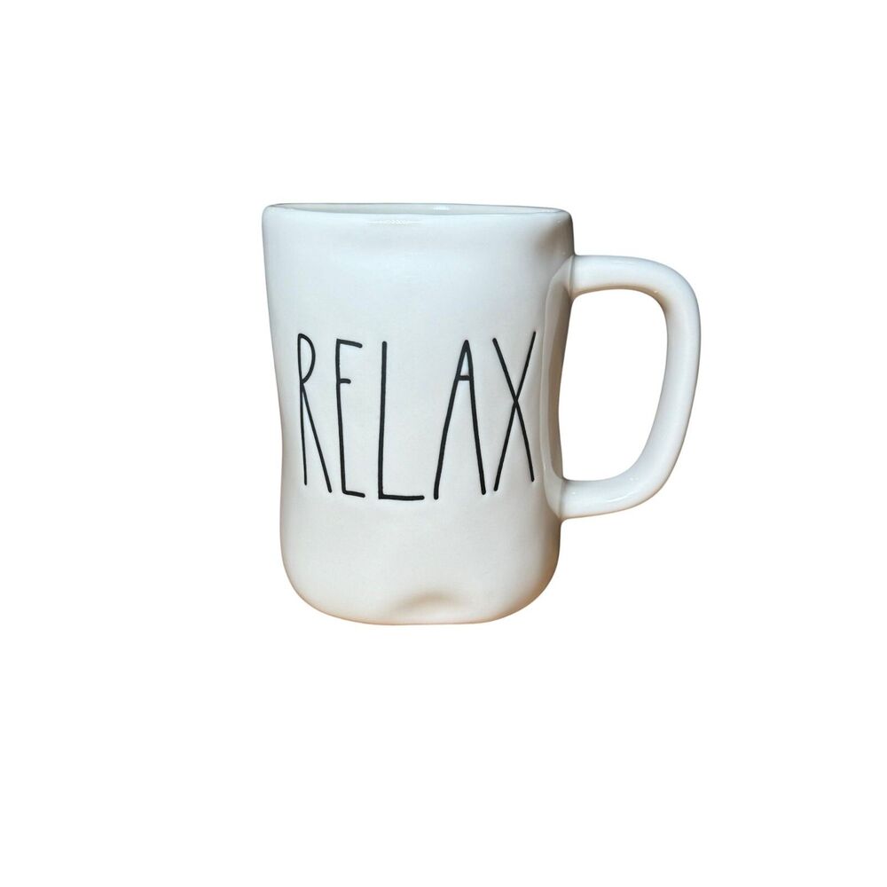 Rae Dunn Coffee Mug Cup RELAX By Magenta Artisan Collection Dishwasher Safe Cute